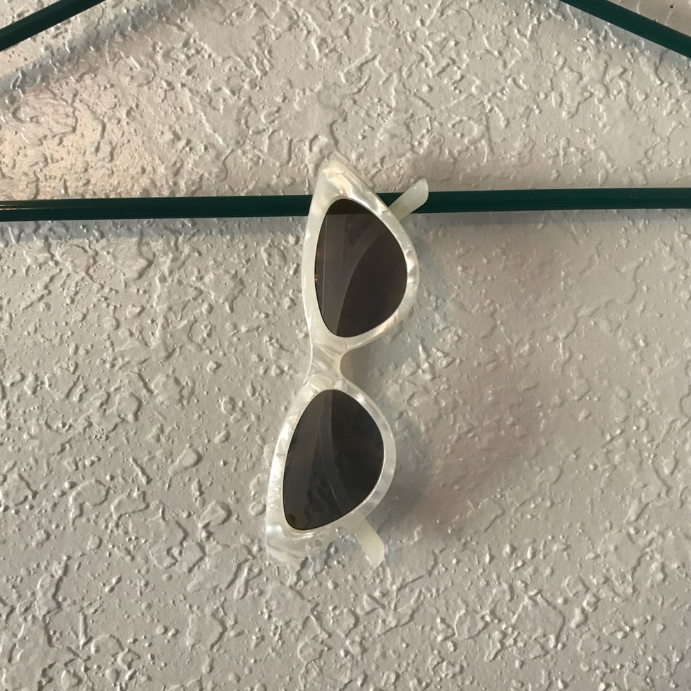 Shiny white cat eye sunglasses